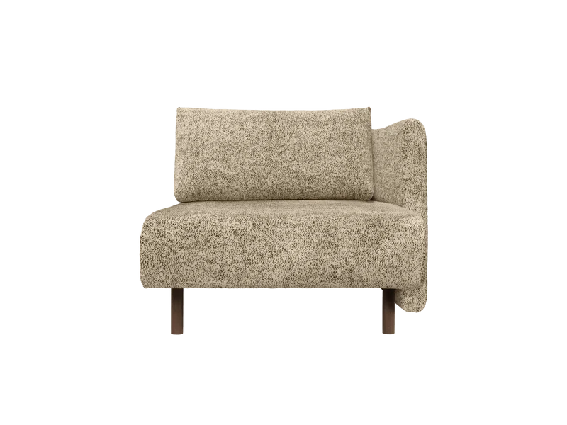 Méridienne avec accoudoir en velours poppy beige et noir R Dase - Ferm Living