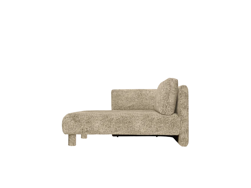 Méridienne avec accoudoir en velours poppy beige et noir L Dase - Ferm Living