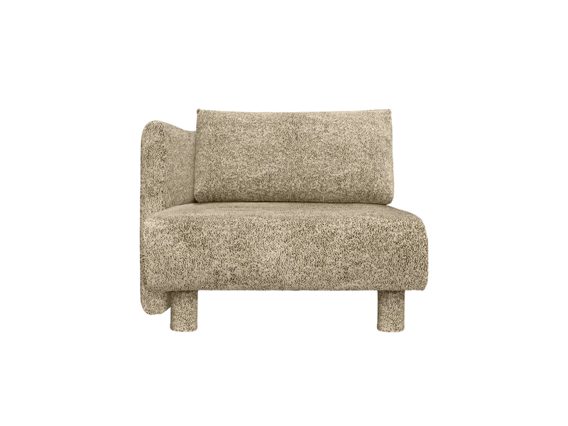 Méridienne avec accoudoir en velours poppy beige et noir L Dase - Ferm Living
