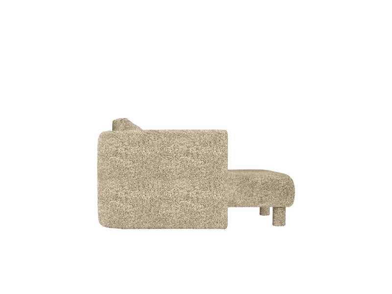 Méridienne avec accoudoir en velours poppy beige et noir L Dase - Ferm Living