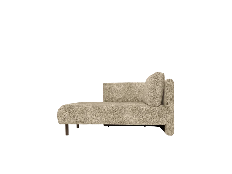 Méridienne avec accoudoir en velours poppy beige et noir L Dase - Ferm Living