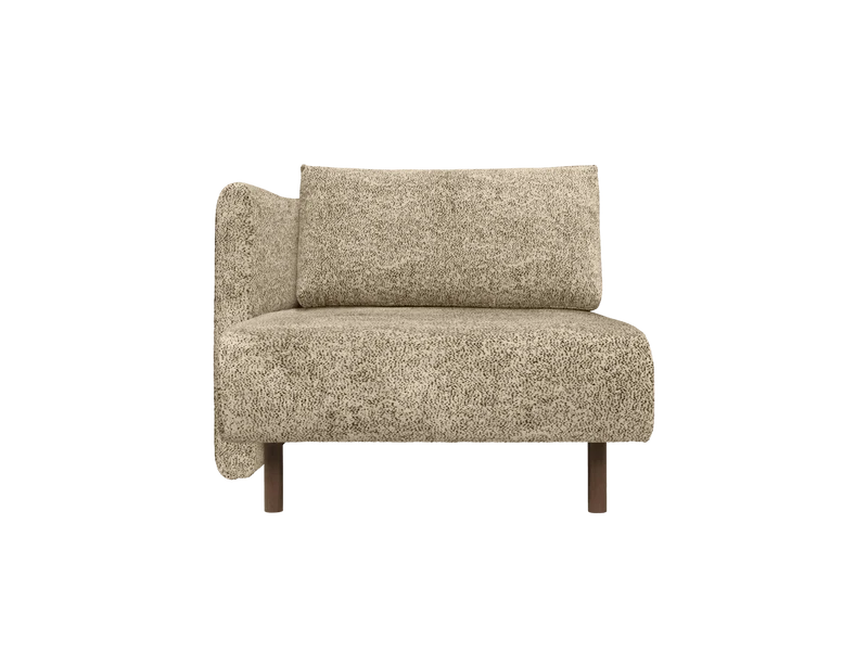 Méridienne avec accoudoir en velours poppy beige et noir L Dase - Ferm Living