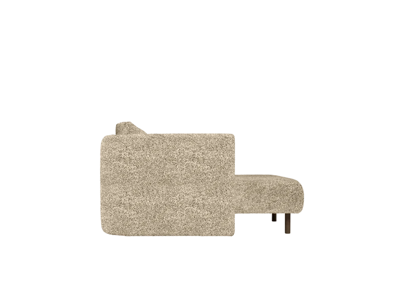 Méridienne avec accoudoir en velours poppy beige et noir L Dase - Ferm Living