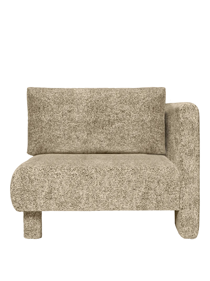 Module d'angle de canapé avec accoudoir en velours poppy beige et noir R Dase - Ferm Living