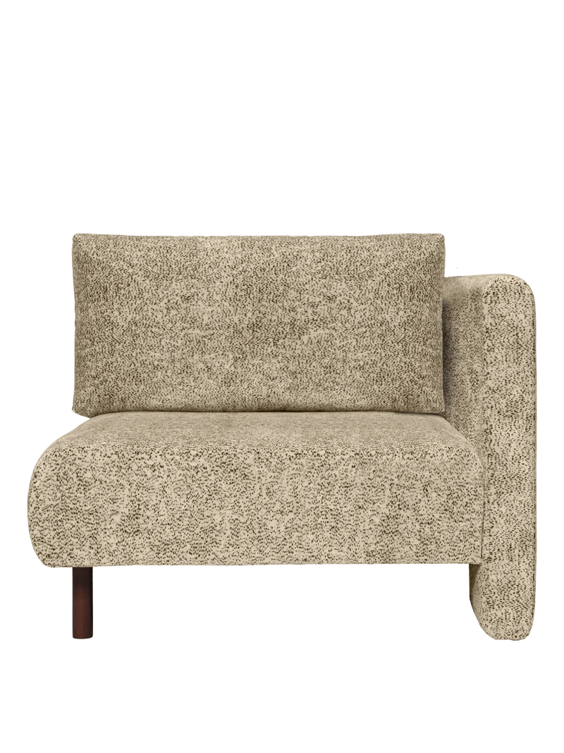 Module d'angle de canapé avec accoudoir en velours poppy beige et noir R Dase - Ferm Living