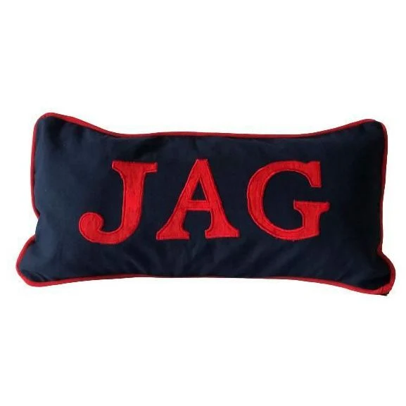 Large Blue Applique Monogram Pillow