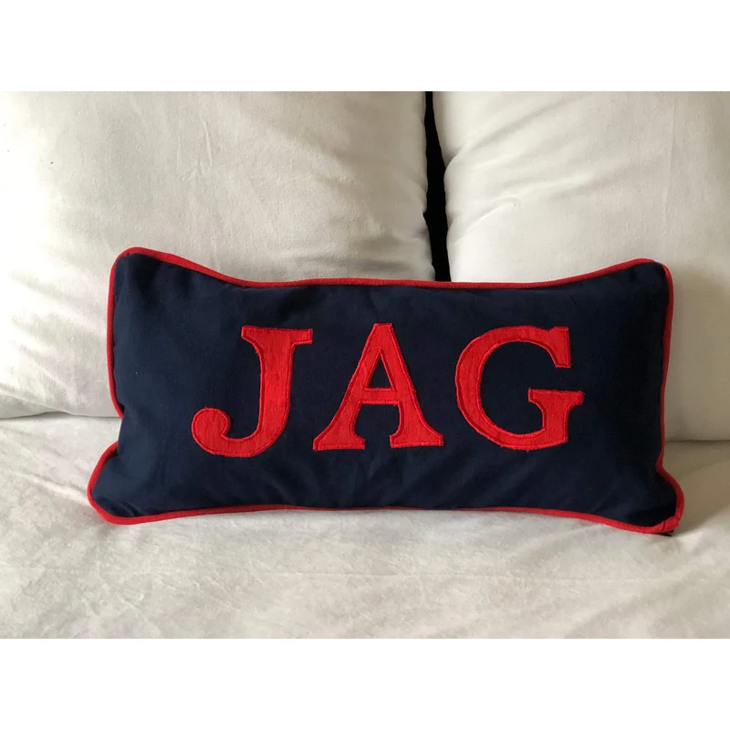 Large Blue Applique Monogram Pillow