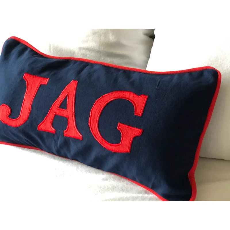 Large Blue Applique Monogram Pillow