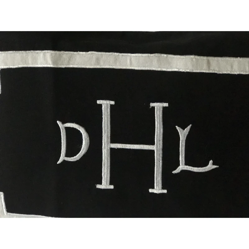 Black Monogram Pillow, Black Bed Throw Pillow