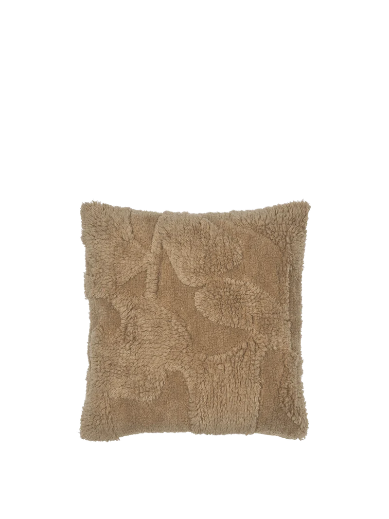 Coussin carré en laine tufté marron 50 x 50 cm Rime - Ferm Living