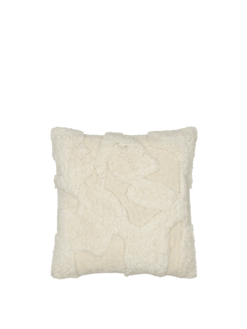 Coussin carré en laine tufté blanc 50 x 50 cm Rime - Ferm Living