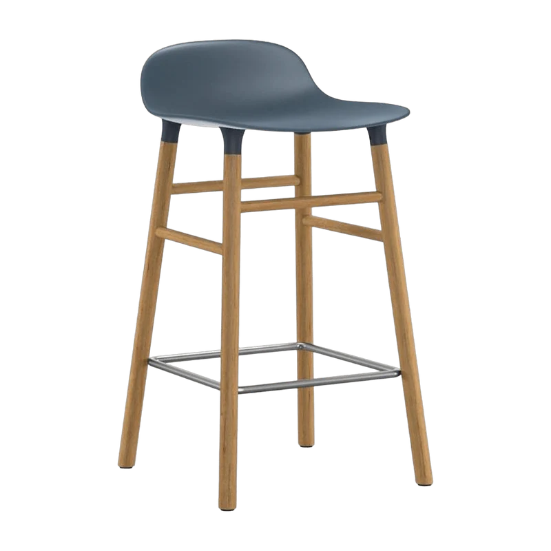 Tabouret de bar en chêne naturel et pp bleu 65 cm Form - Normann Copenhagen