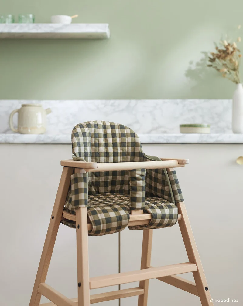 Nobodinoz Growing Green Hochstuhl-Sitzkissen White Gatsby Antique Green