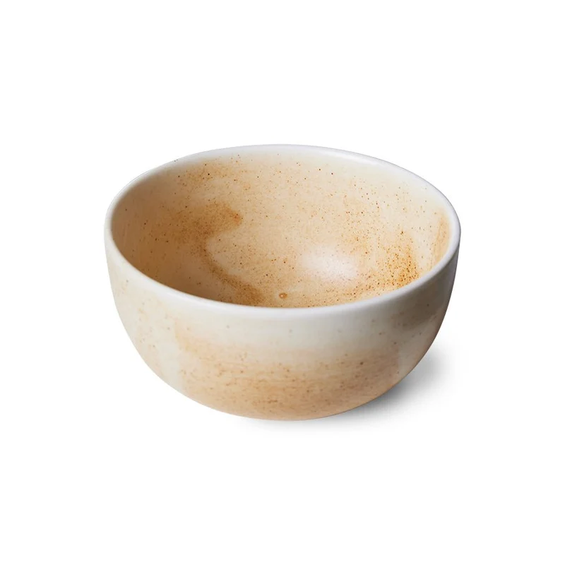 Bol en porcelaine crème et marron 250ml Rustique - HKLIVING