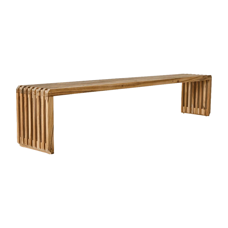 Banc à lattes en bois de teck recyclé 180x27 Cm - HKLIVING