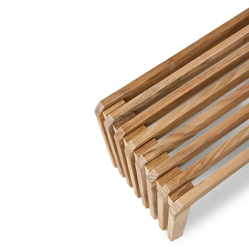 Banc à lattes en bois de teck recyclé 180x27 Cm - HKLIVING
