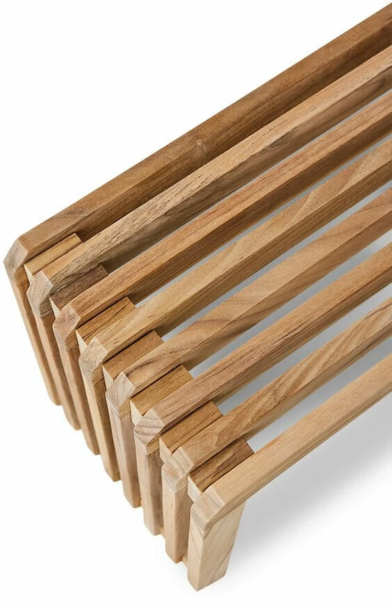 Banc à lattes en bois de teck recyclé 180x27 Cm - HKLIVING