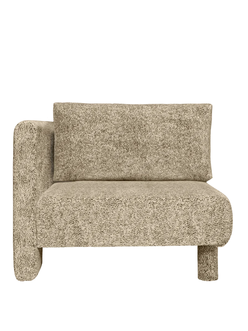 Module d'angle de canapé avec accoudoir en velours poppy beige et noir L Dase - Ferm Living