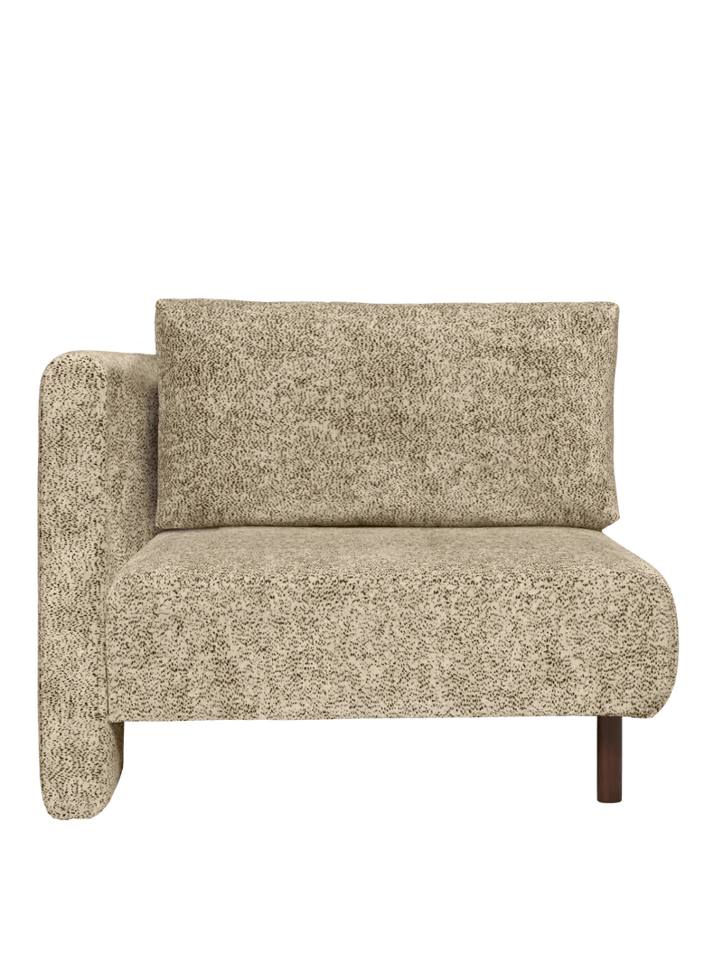 Module d'angle de canapé avec accoudoir en velours poppy beige et noir L Dase - Ferm Living