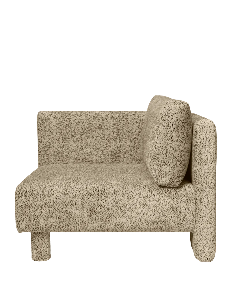 Module d'angle de canapé avec accoudoir en velours poppy beige et noir L Dase - Ferm Living