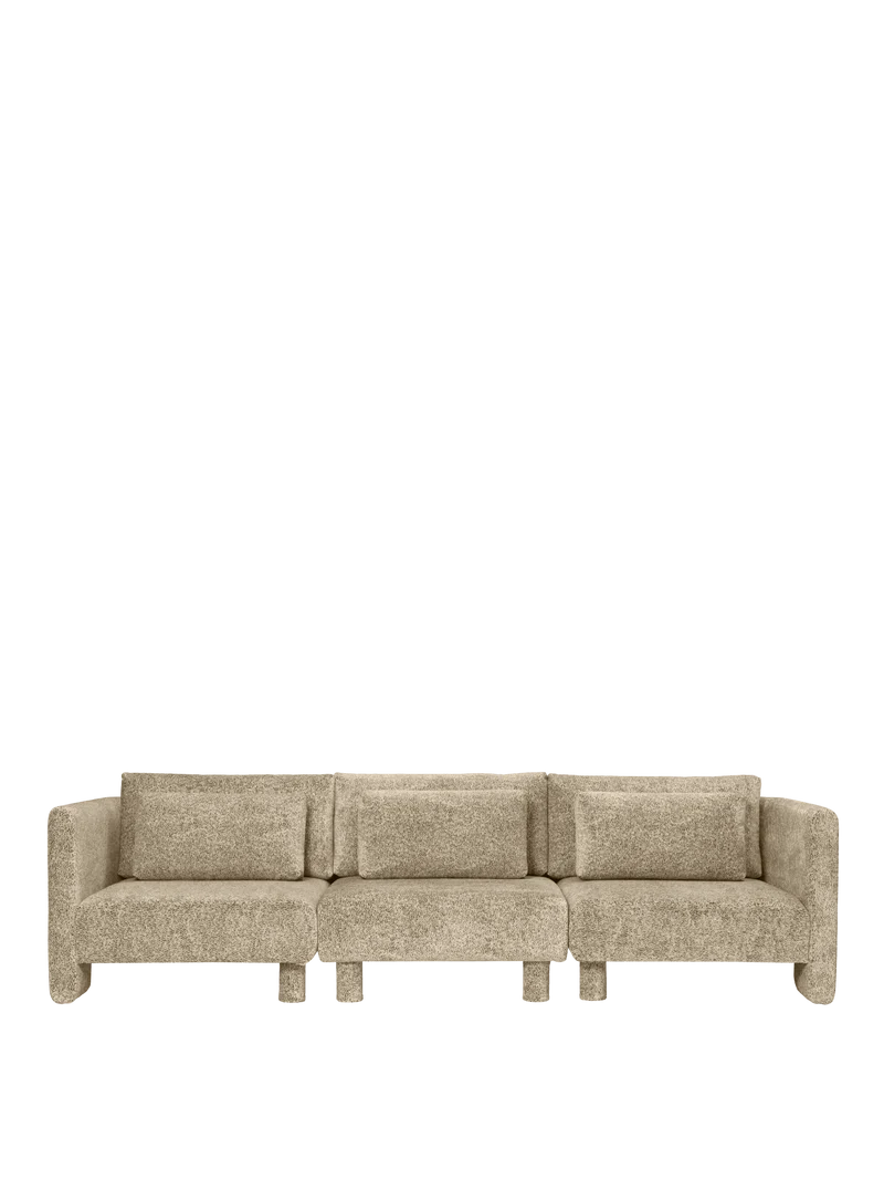 Module d'angle de canapé avec accoudoir en velours poppy beige et noir L Dase - Ferm Living