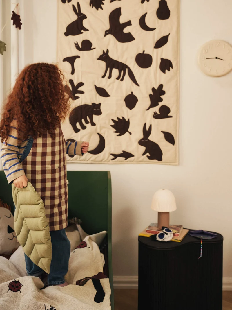 2 Coussins feuilles d’automne en coton recyclé bio vert et terracotta Leaf - Ferm Living