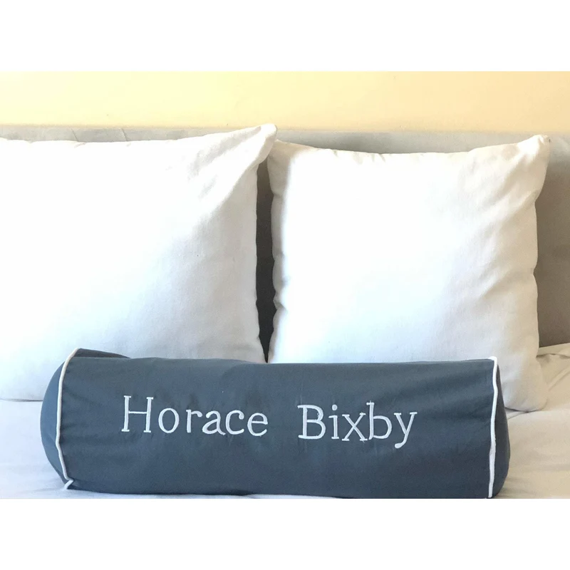 Personalized Gray Cushions, Gray Monogrammed Bolster Pillow Covers