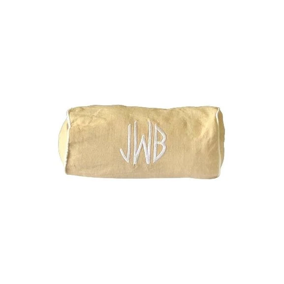 Beige Monogram Bolster Pillow covers with piping