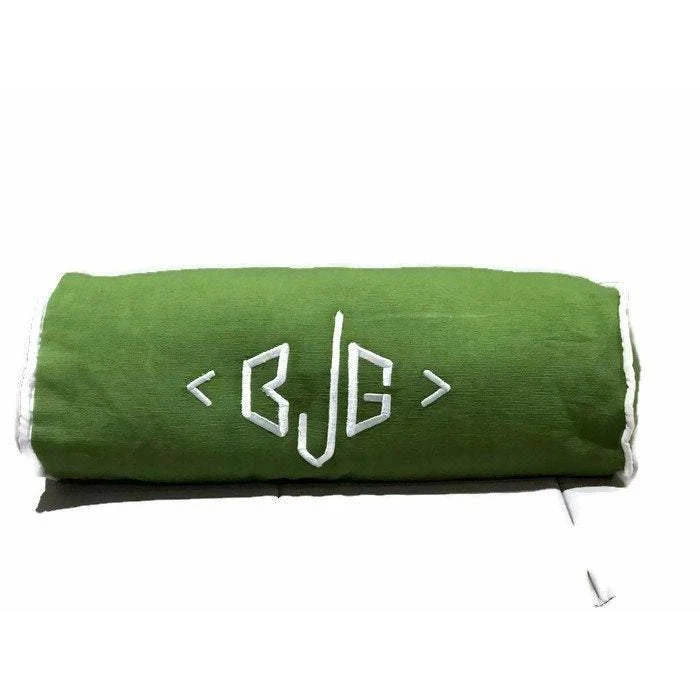 Bolster Green Monogram Pillow Cover, Neckroll Bolster Pillows