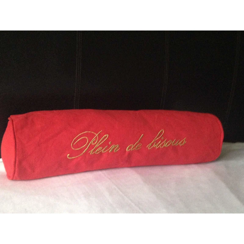 Personalized Red Bolster Pillows, Word Round Decorative Pillows