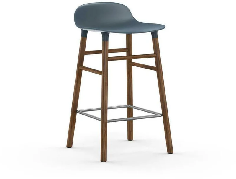 Tabouret de bar en noyer naturel et pp bleu 65 cm Form - Normann Copenhagen