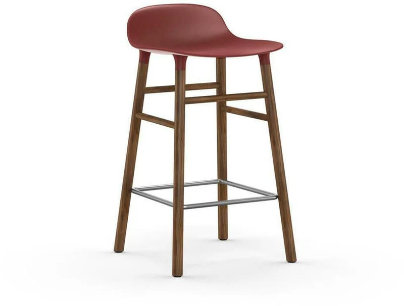 Tabouret de bar en noyer naturel et pp rouge 65 cm Form - Normann Copenhagen