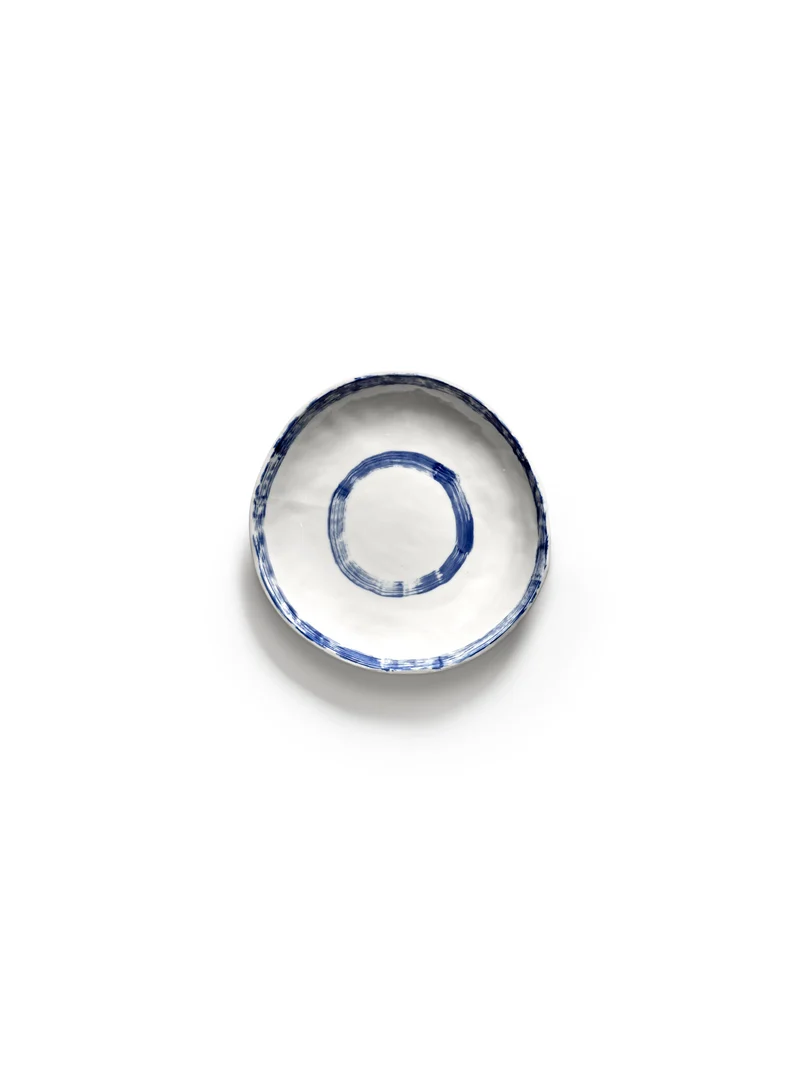 Bol rond en grès blanc et bleu 21x4,7cm 01 Line-up - Serax