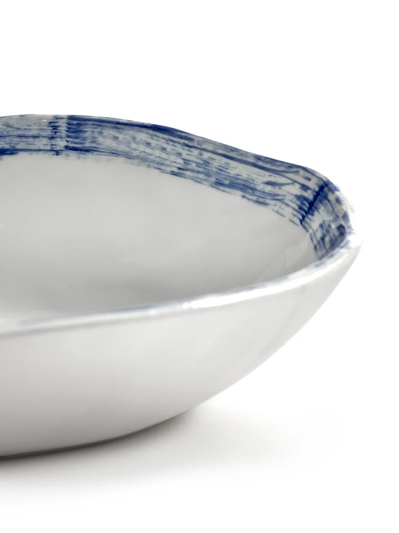 Bol rond en grès blanc et bleu 21x4,7cm 01 Line-up - Serax