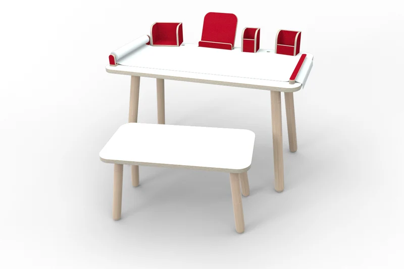 Pure Position growing table Komplettset mit Sitzbank Sonnengelb