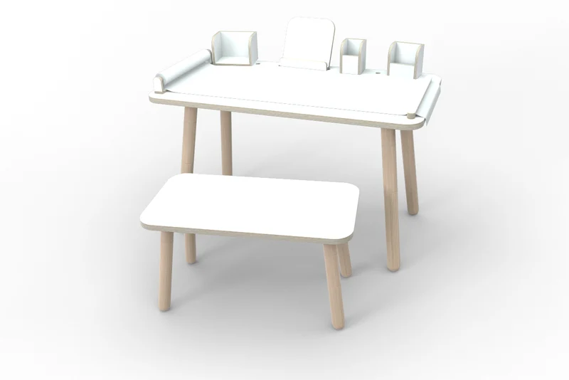Pure Position growing table Komplettset mit Sitzbank Rubinrot