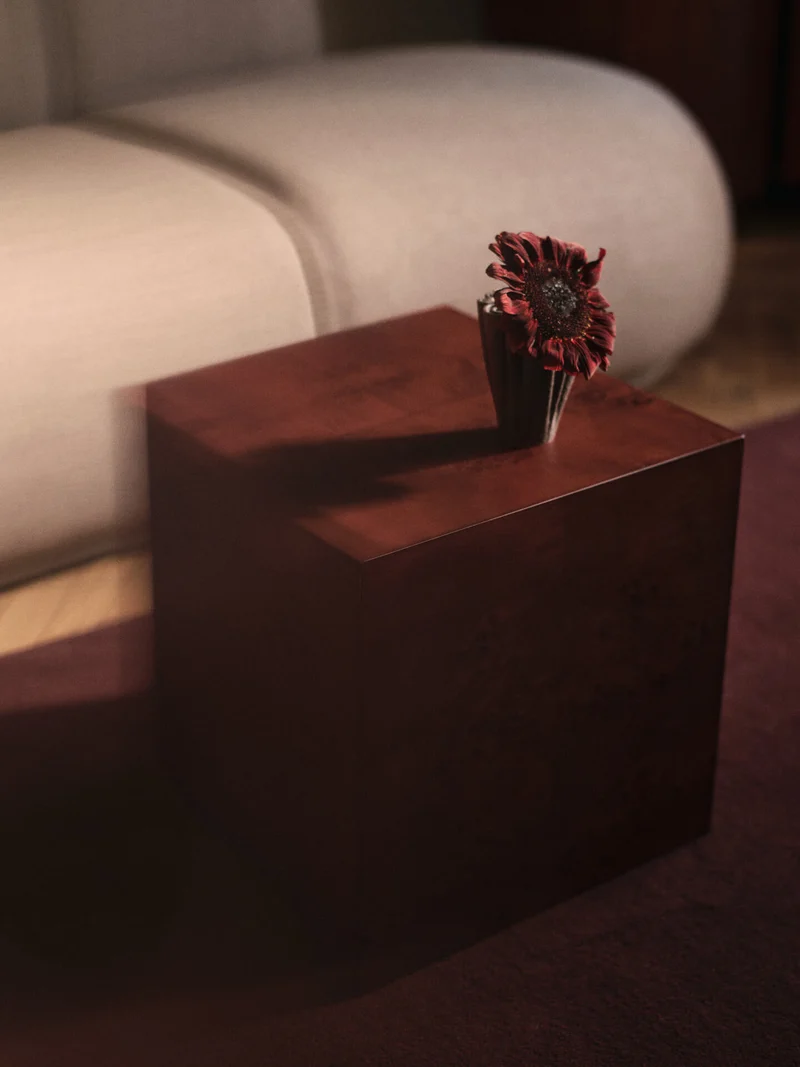 Table d'appoint cube en peuplier vernis teinté foncé 40 x 40 x 40 cm Burl - Ferm Living