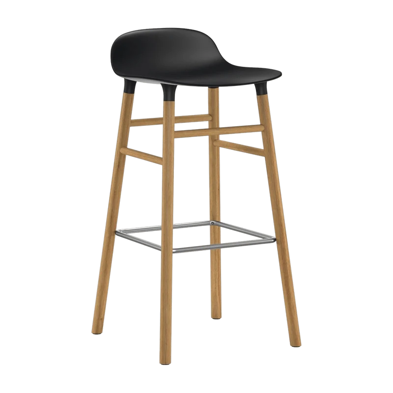 Tabouret de bar en chêne naturel et pp noir 75 cm Form - Normann Copenhagen