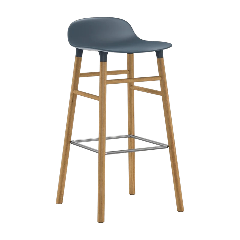 Tabouret de bar en chêne naturel et pp bleu 75 cm Form - Normann Copenhagen