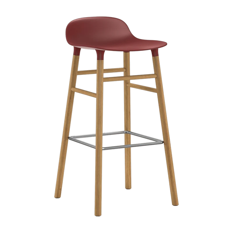 Tabouret de bar en chêne naturel et pp rouge 75 cm Form - Normann Copenhagen