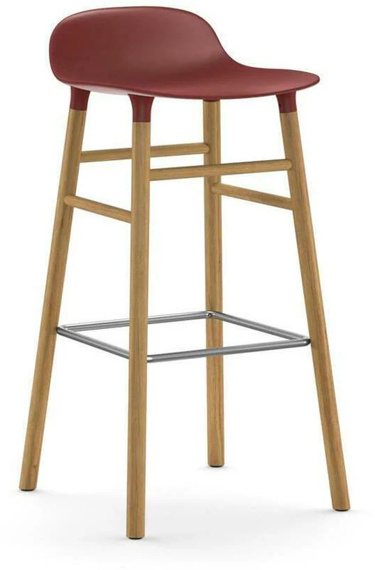 Tabouret de bar en chêne naturel et pp rouge 75 cm Form - Normann Copenhagen