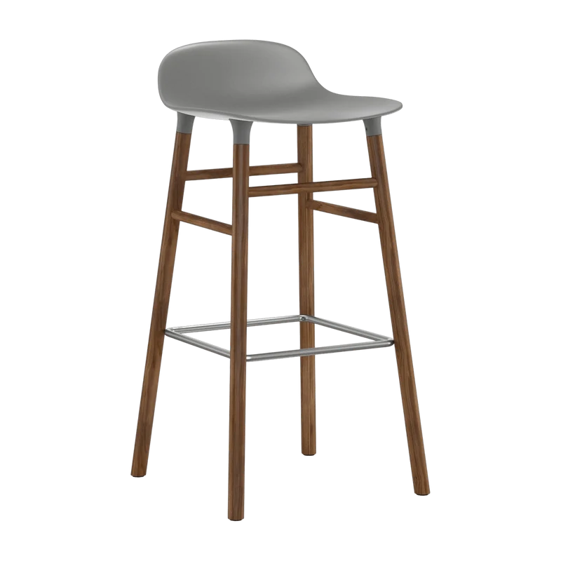 Tabouret de bar en noyer naturel et pp gris 75 cm Form - Normann Copenhagen