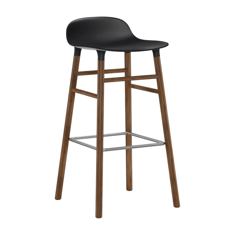 Tabouret de bar en noyer naturel et pp noir 75 cm Form - Normann Copenhagen