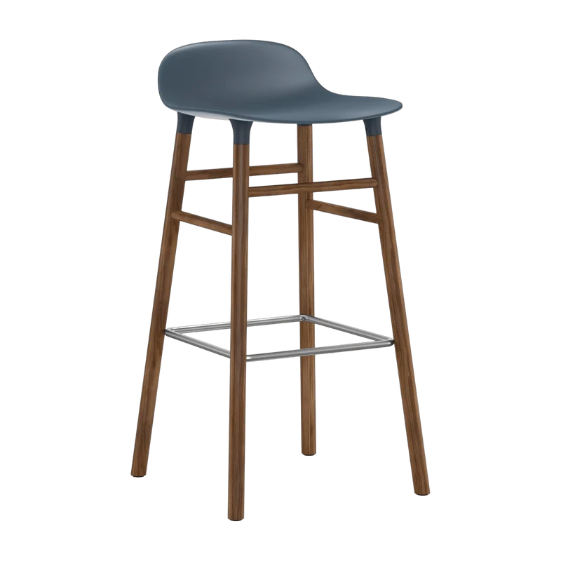 Tabouret de bar en noyer naturel et pp bleu 75 cm Form - Normann Copenhagen