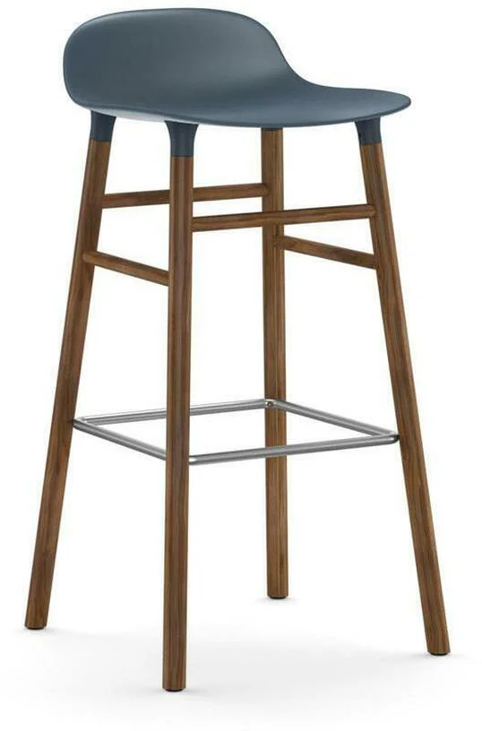 Tabouret de bar en noyer naturel et pp bleu 75 cm Form - Normann Copenhagen