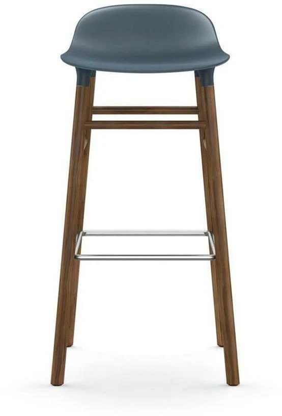 Tabouret de bar en noyer naturel et pp bleu 75 cm Form - Normann Copenhagen