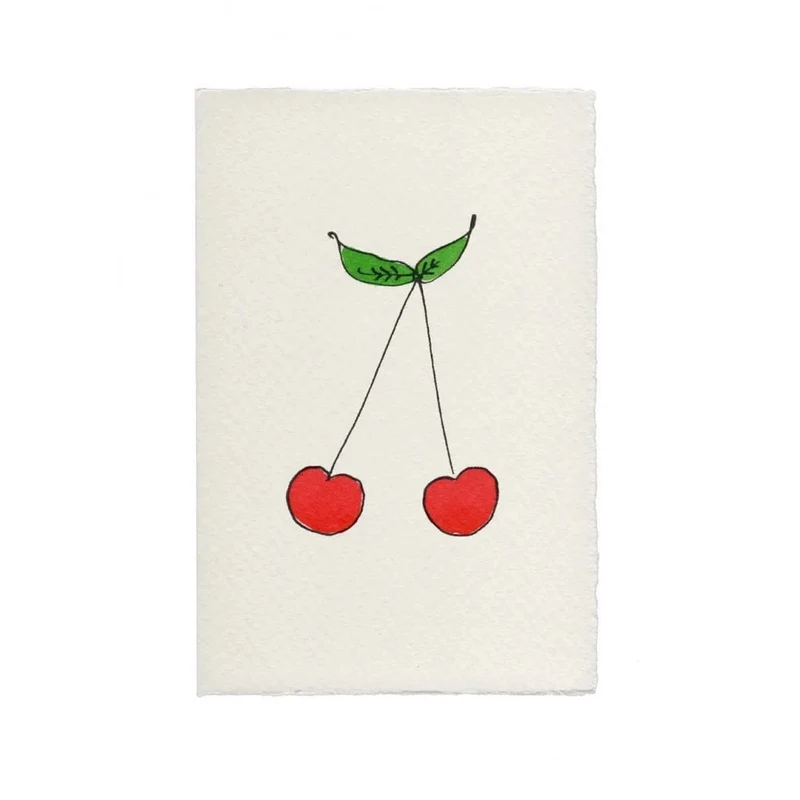 CHERRIES HAND PAINTED CARD