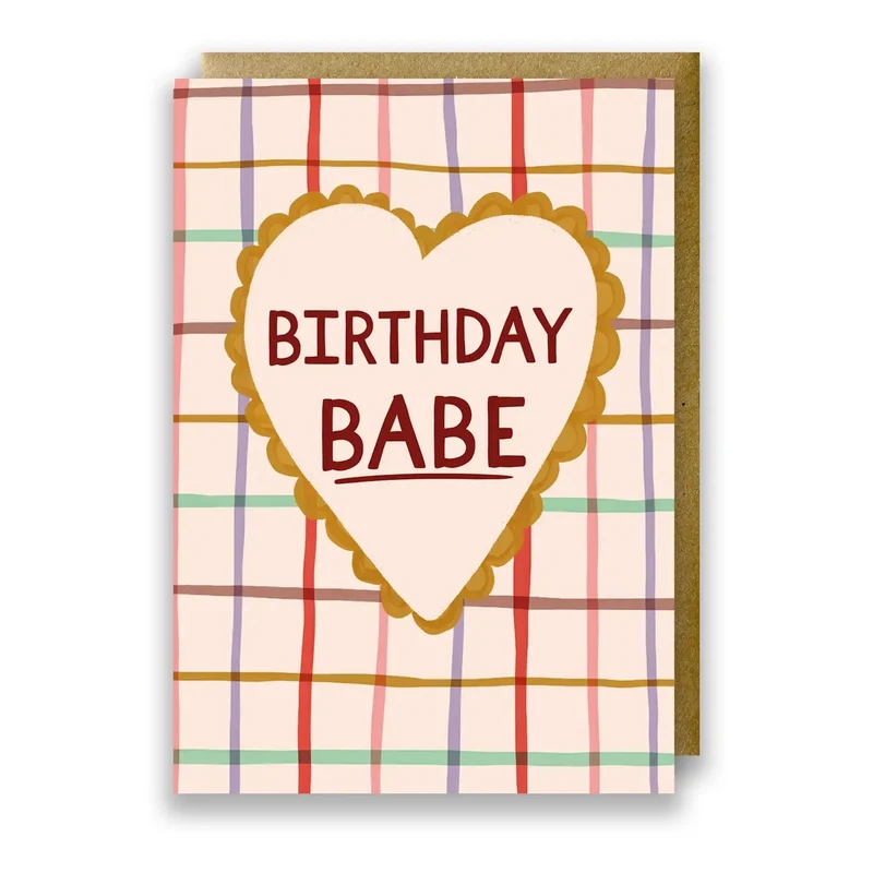BIRTHDAY BABE CHECK HEART CARD