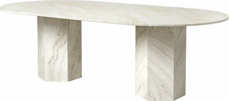 Table à manger ovale en pierre blanche Epic - Gubi