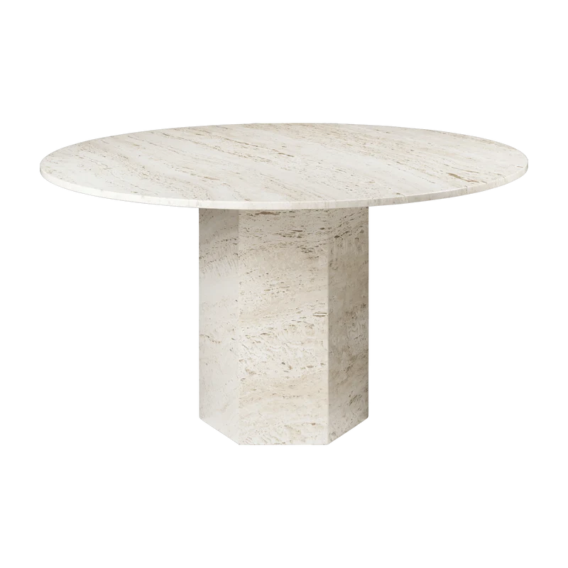 Table à manger ronde en pierre blanche Epic - Gubi